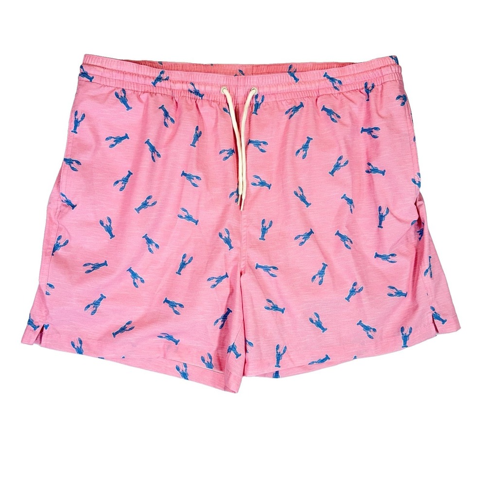 Wave Zone Men's Pink Blue Lobster Swim Trunks Shorts Liner XXL Preppy NWOT Boat